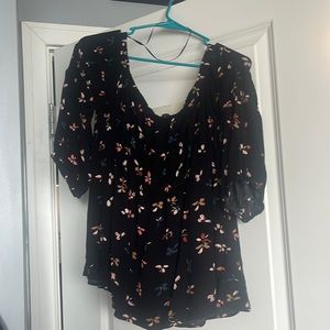 Floral black top